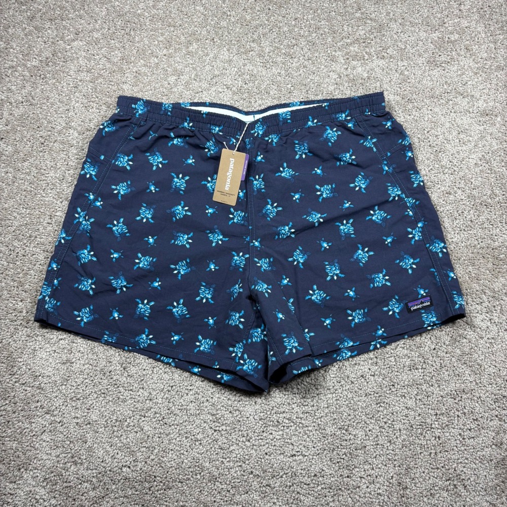 Patagonia Womens Baggies Shorts 5 Stellar Blue Little Turtles Print 57059 L NEW